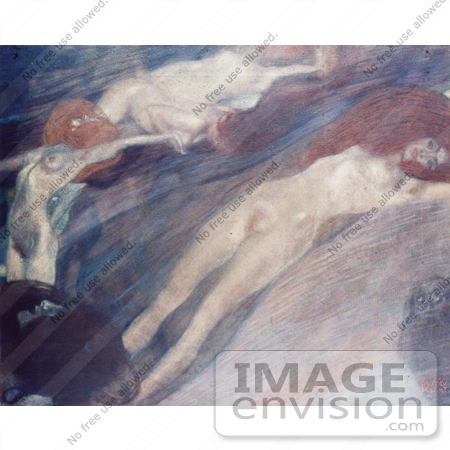 #19043 Photo of Nude Women in Water With a Fish, the Blood of Fish by Gustav Klimt by JVPD