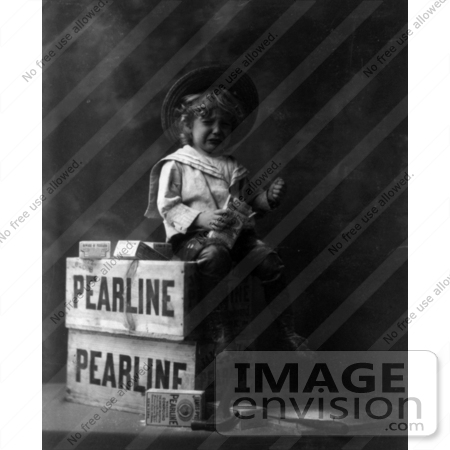 #19099 Photo of a Boy Crying After Eating Pearline Soap on a Vintage Advertisement by JVPD