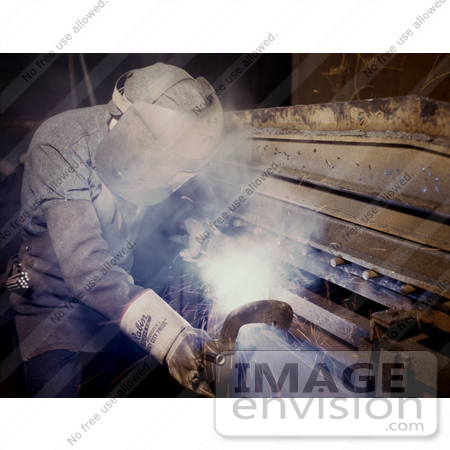 #19165 Photo of a Welder Making Boilers For a Ship, 1942 by JVPD