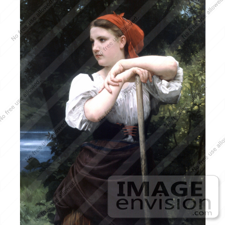 #19257 Photo of a Girl Raking Hay, the Haymaker by William-Adolphe Bouguereau by JVPD