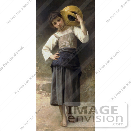 #19262 Photo of a Girl Carrying a Water Jar on Her Shoulder, by William-Adolphe Bouguereau by JVPD