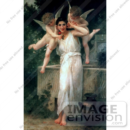 #19266 Photo of Cherubs With a Beautiful Young Woman, Youth by William-Adolphe Bouguereau by JVPD