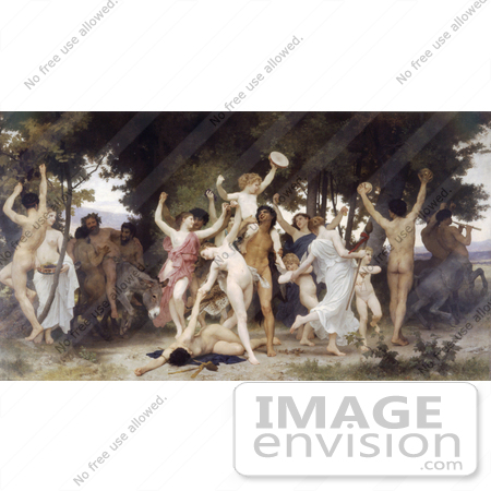 #19285 Photo of Nude Men, Women and Centaurs Dancing, the Youth of Bacchus, by William-Adolphe Bouguereau by JVPD