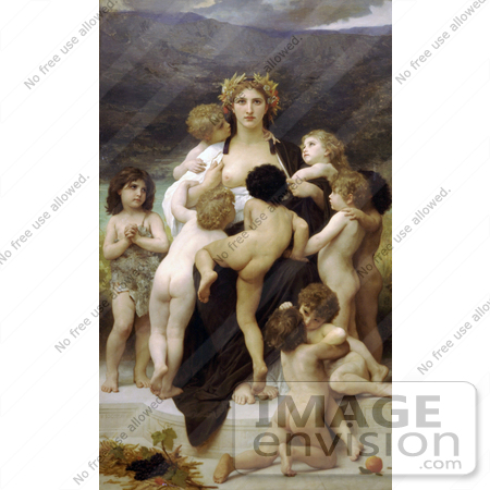 #19311 Photo of a Woman Surrounded by Many Nude Children, The Motherland by William-Adolphe Bouguereau by JVPD