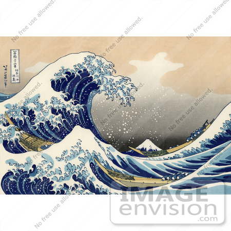 #19325 Photo of a Tsunami Wave Near Mount Fuji, The Great Wave off Kanagawa by Katsushika Hokusai by JVPD