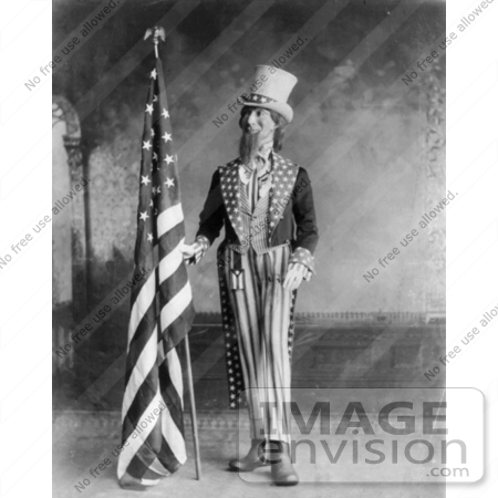 #19330 Photo of Uncle Sam Standing Beside the American Flag, 1898 by JVPD