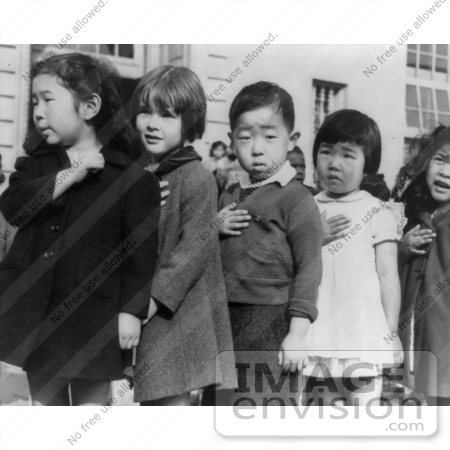 #19331 Photo of Japanese American Children Pledging Allegience to the American Flag by JVPD