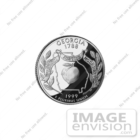 #19372 Stock Photography of a Peach and State Outline on the Georgia State Quarter by JVPD
