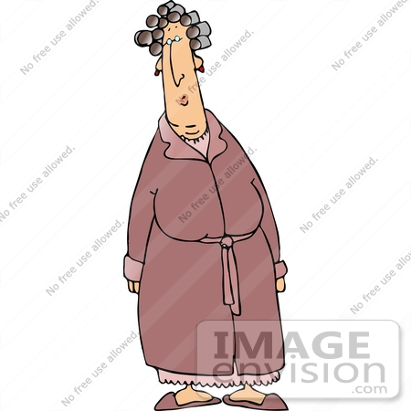 #19393 Woman in a Robe, Her Hair in Curlers Clipart by DJArt