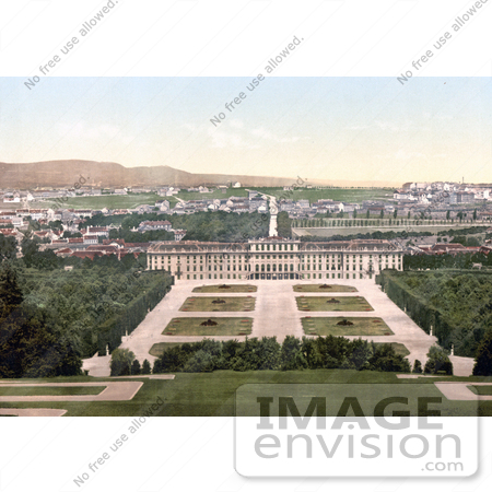 #19456 Stock Photo of Gardens and Schonbrunn Palace in Vienna, Austria by JVPD