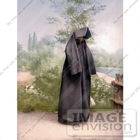 #19708 Photo of a Mahomedan Woman in a Cloak Covering Her Entire Body, Mostar, Herzegowina by JVPD