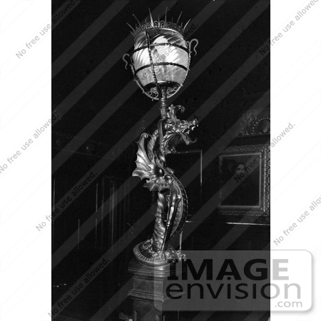 #20108 Stock Photo: Griffin Lamp on the Main Stair Newell at the Wilderstein by JVPD