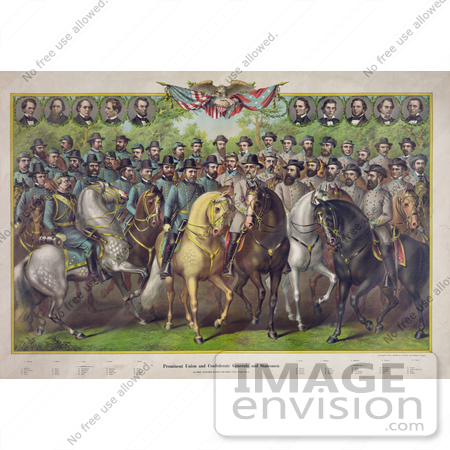 #20126 Stock Photography: Prominent Union and Confederate Generals and Statesmen on Horses by JVPD