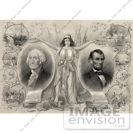 #20177 Stock Photo of Columbia Wtih Abraham Lincoln and George Washington by JVPD