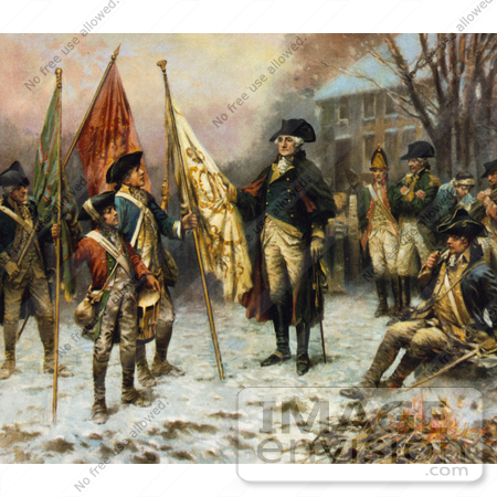 #20202 Stock Photography: General George Washington and Soldiers With Captured Flags by JVPD