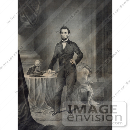#20256 Historical Stock Photography: Abraham Lincoln Standing by a Table by JVPD