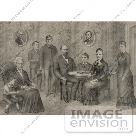 #20364 History Stock Photo of the 20th President of the USA, James A Garfield and Family by JVPD