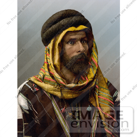 #20416 Historical Stock Photography of a Bedouin Chief of Palmyra, Holy Land, Tadmur, Syria by JVPD