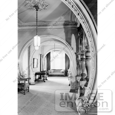 #20877 Stock Photography of Furniture and Window in the Second Floor Hallway of the Queen Anne Victorian William Carson Mansion House, Eureka, California by JVPD