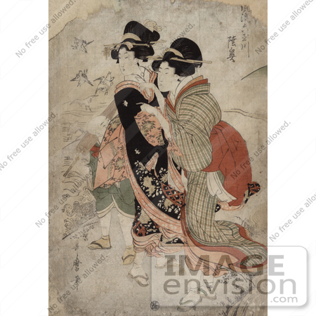 #21024 Stock Photography of the Asian Courtesan Michinoku With Attendant by JVPD