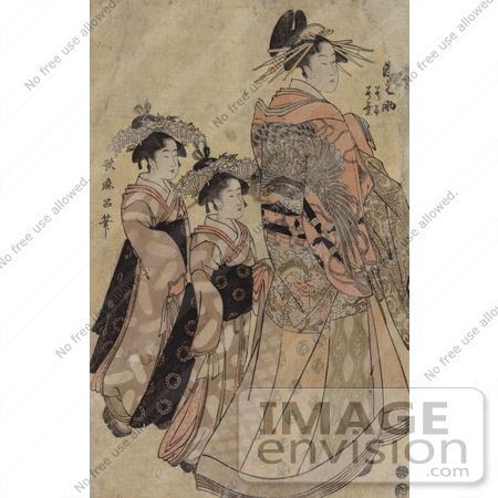 #21026 Stock Photography of the Asian Courtesian, Somenosuke, With Two Attendants by JVPD