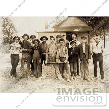 #21072 Stock Photography of a Group of Little Boys on a Baseball Team, 1908 by JVPD