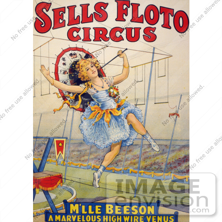 #21115 Stock Photography of a Female Tight Rope Walker Performing For the Sells Floto Circus by JVPD