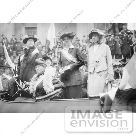 #21203 Stock Photography of Alice Paul and Doris Stevens With Other Suffragists in a Car in a Parade by JVPD
