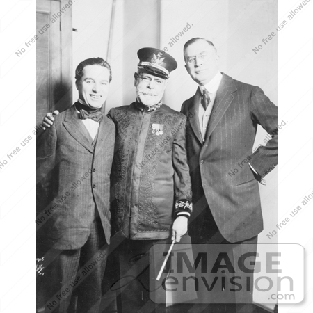 #21290 Stock Photography of Charlie Chaplin, John Philip Sousa, and Clifford Harmon in 1916 by JVPD