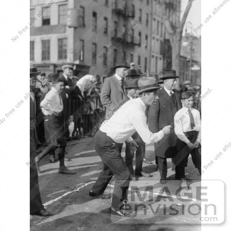#21360 Stock Photography of Will Rogers Playing a Game of Horse Shoes on a City Street by JVPD