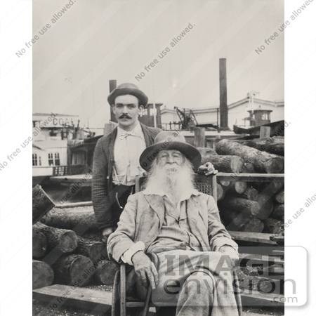 #21364 Historical Stock Photography of Walt Whitman in a Wheelchair, His Male Nurse, Warren Fritzenger by JVPD