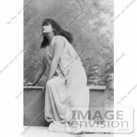 #21418 Stock Photography of the Actress Sarah Bernhardt Wearing a Cloth While Acting and Curiously Looking Upwards by JVPD