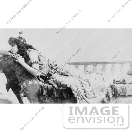 #21428 Stock Photography of the Actress Sarah Bernhardt Resting Her Head on Her Arms Over the Back of a Chaise Lounge by JVPD