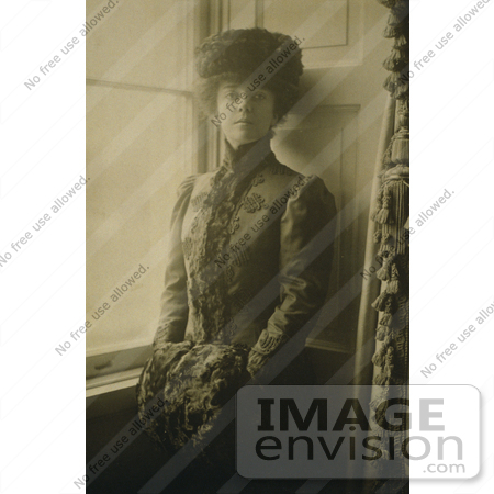 #21453 Stock Photography of Alice Roosevelt Longworth Standing by a Window, Resting Her Hands in a Muff by JVPD