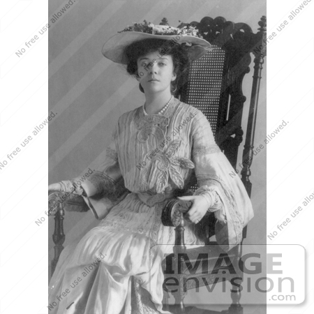 #21457 Stock Photography of Alice Roosevelt Longworth in a Hat and Dress, Sitting in a Chair by JVPD