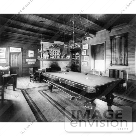 #21669 Stock Photography of a Pool Table in a Billiards Room at Valley Forge Farm in 1904 by JVPD