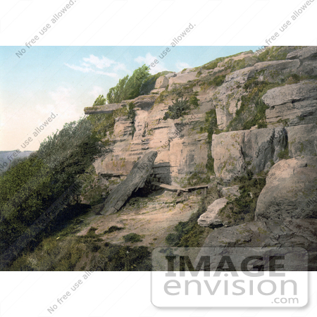 #21811 Historical Stock Photography of The Lovers Seat Cliff in Fairlight Hastings Sussex England by JVPD