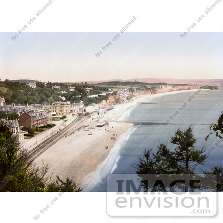 #21838 Historical Stock Photography of the South Devon Railway Sea Wall and Seafront Buildings in Dawlish Devon England by JVPD