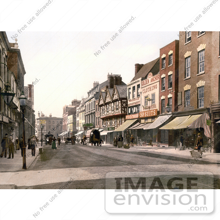 #21887 Historical Stock Photography of Storefronts and Street Scene of Southgate Street in Gloucester England by JVPD