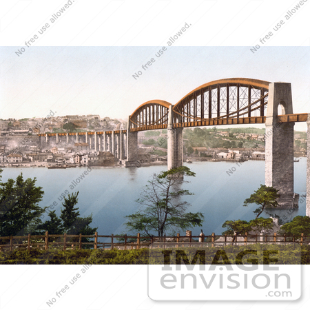#22033 Stock Photography of the Royal Albert Brunel Saltash Bridge Spanning the River Tamar in Plymouth, Devon, UK by JVPD