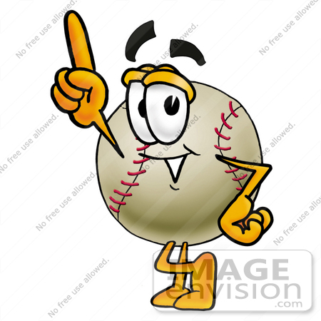 #22358 Clip art Graphic of a Baseball Cartoon Character Pointing Upwards by toons4biz