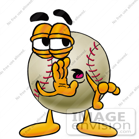 #22362 Clip art Graphic of a Baseball Cartoon Character Whispering and Gossiping by toons4biz