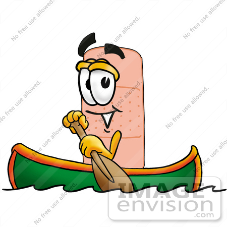 #22411 Clip art Graphic of a Bandaid Bandage Cartoon Character Rowing a Boat by toons4biz