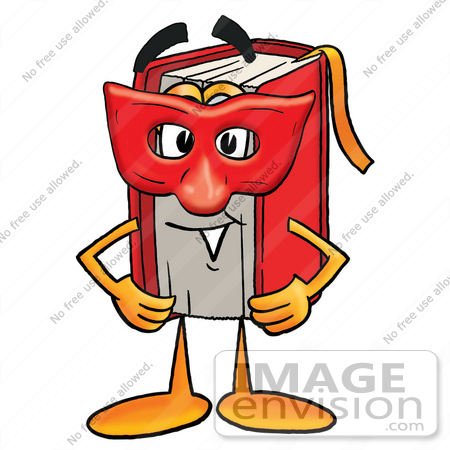 Clip Art Graphic Of A Book Cartoon Character Wearing A Red Mask Over His Face By Toons4biz Royalty Free Stock Cliparts