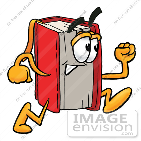#22571 Clip Art Graphic of a Book Cartoon Character Running by toons4biz