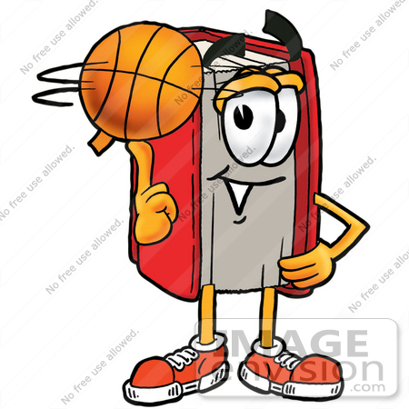 #22606 Clip Art Graphic of a Book Cartoon Character Spinning a Basketball on His Finger by toons4biz