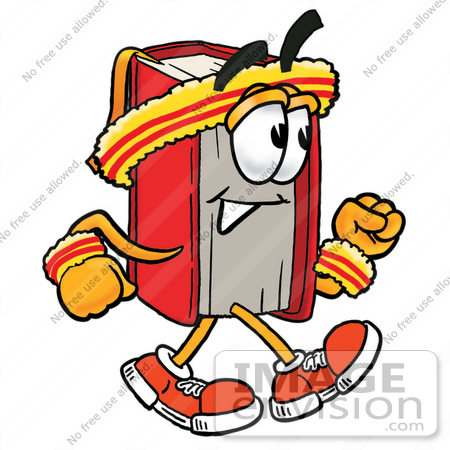 Clip Art Graphic Of A Book Cartoon Character Speed Walking Or Jogging By Toons4biz Royalty Free Stock Cliparts
