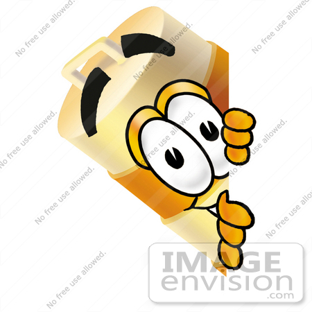 #22629 Clip art Graphic of a Construction Road Safety Barrel Cartoon Character Peeking Around a Corner by toons4biz