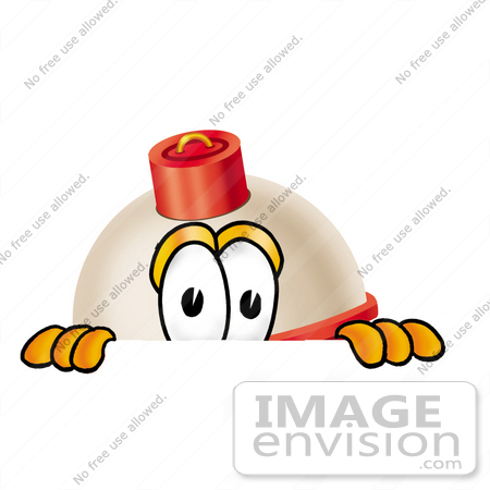 #22735 Clip art Graphic of a Fishing Bobber Cartoon Character Peeking Over a Surface by toons4biz