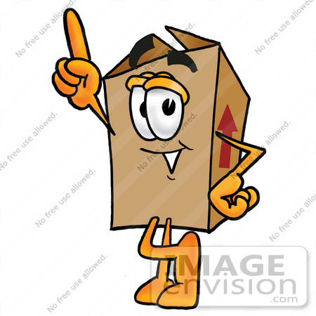 Clip Art Graphic of a Cardboard Shipping Box Cartoon Character Pointing  Upwards | #22761 by toons4biz | Royalty-Free Stock Cliparts